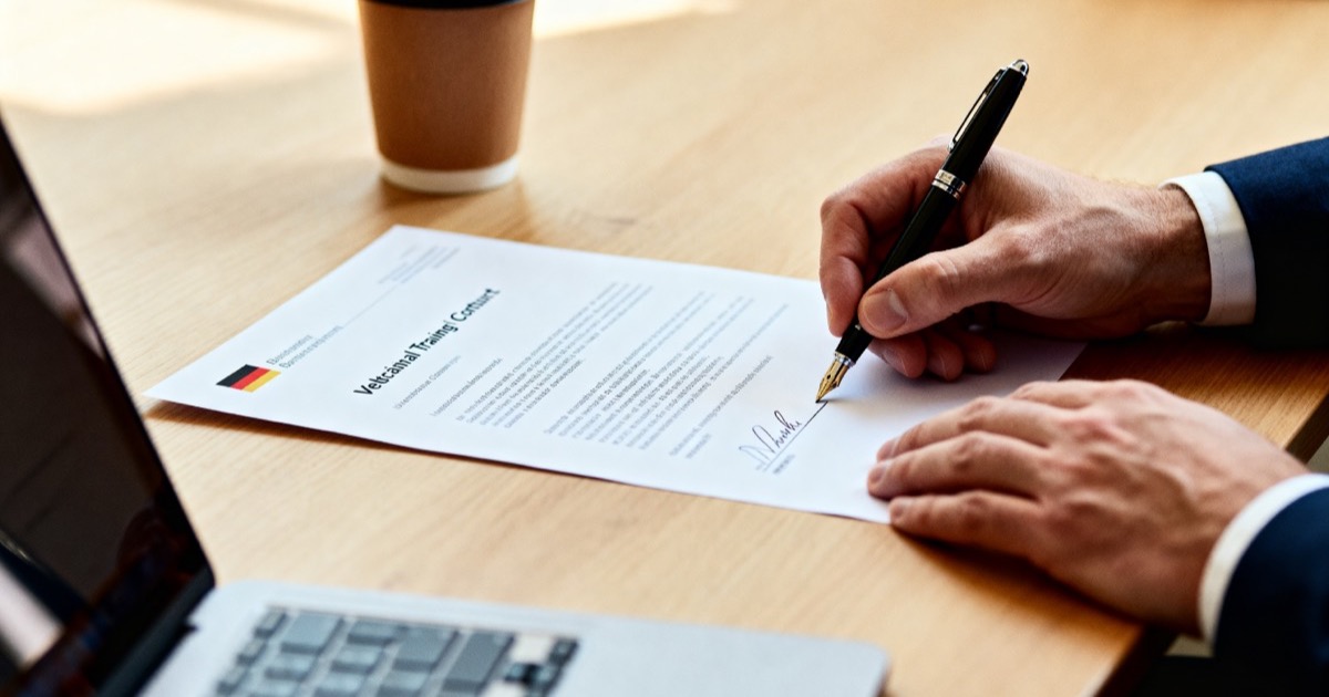 Firma di un contratto di Ausbildung tedesco, documento indispensabile per il visto dal Marocco