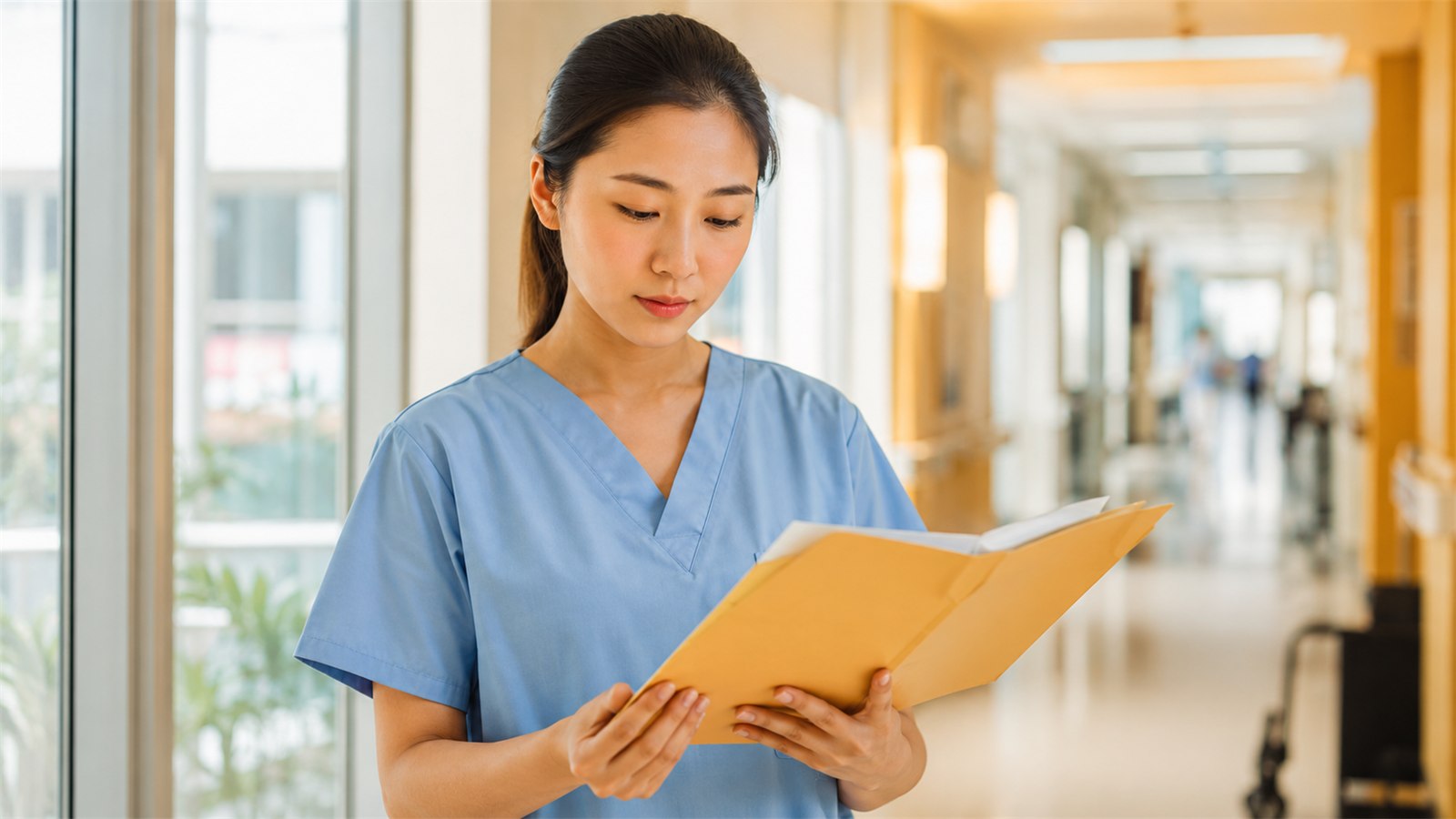 Médecin consultant un dossier médical dans un hôpital allemand